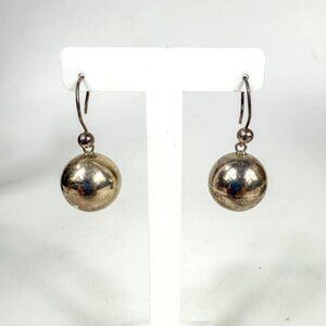 Vintage Sterling Silver Spheric Electroform Ball Dangle Shepherd Hook Pierced